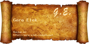 Gere Elek névjegykártya